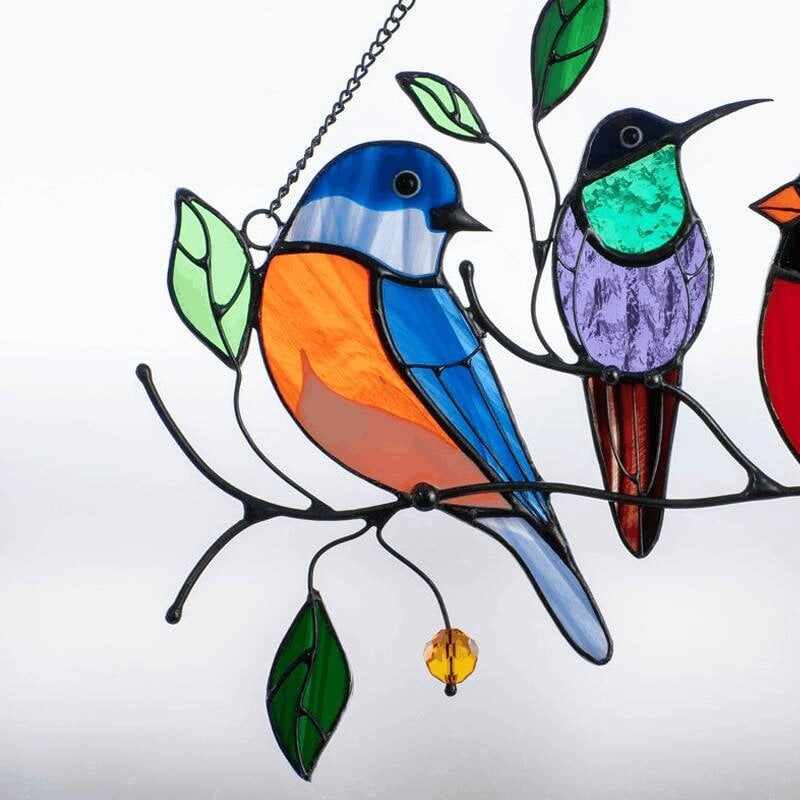 BIG SALE - 60% OFFThe Best Gift-Birds Stained  Window  Panel Hangings