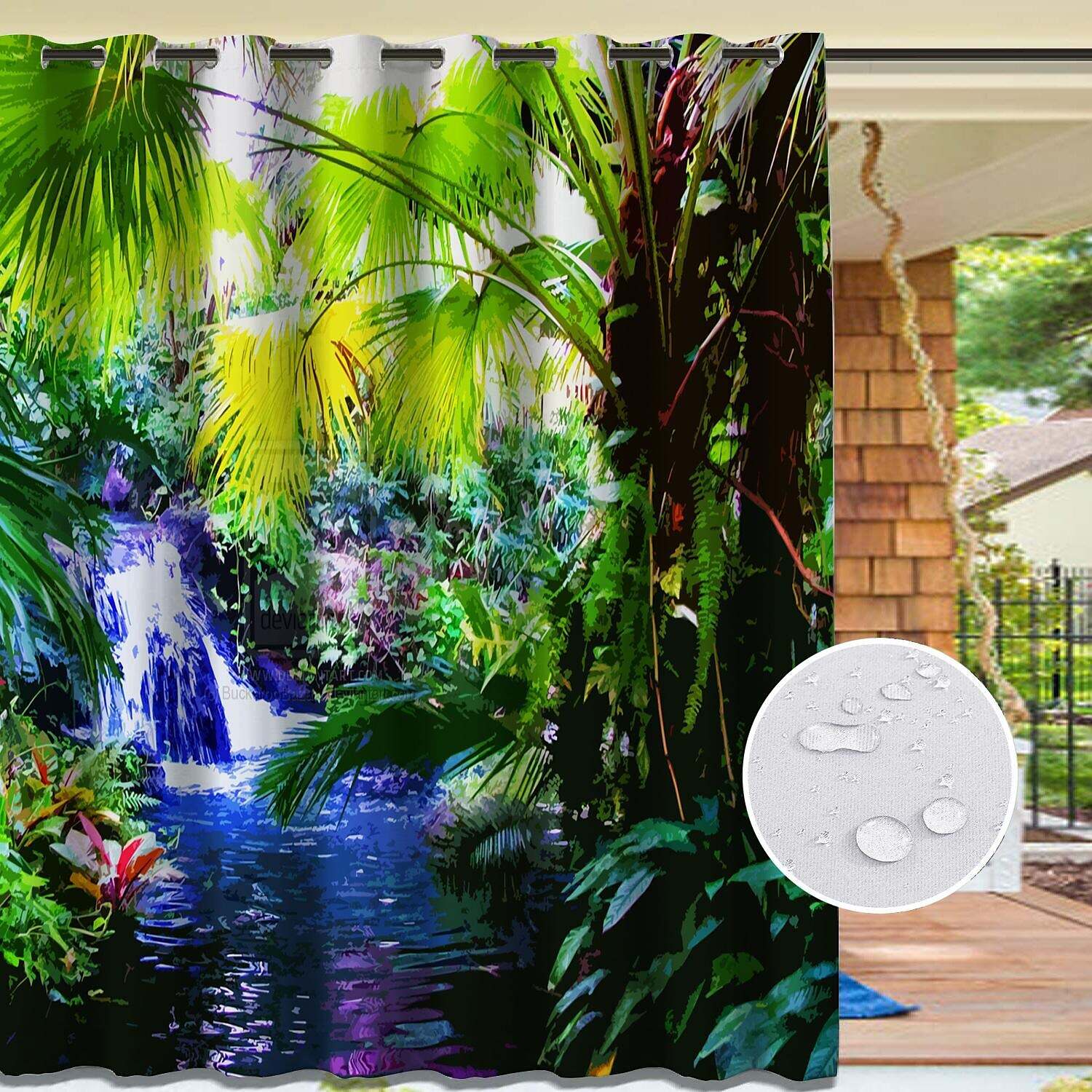 2 Panels Outdoor Curtain Privacy Waterproof