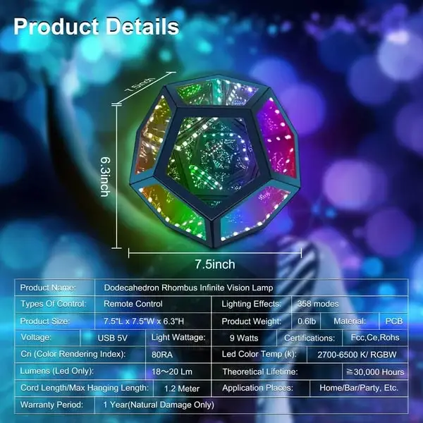 ✨The InfiniteX Dodecahedron Color Art Light- A visual feast through dimensions🎁(Free Worldwide Freight)