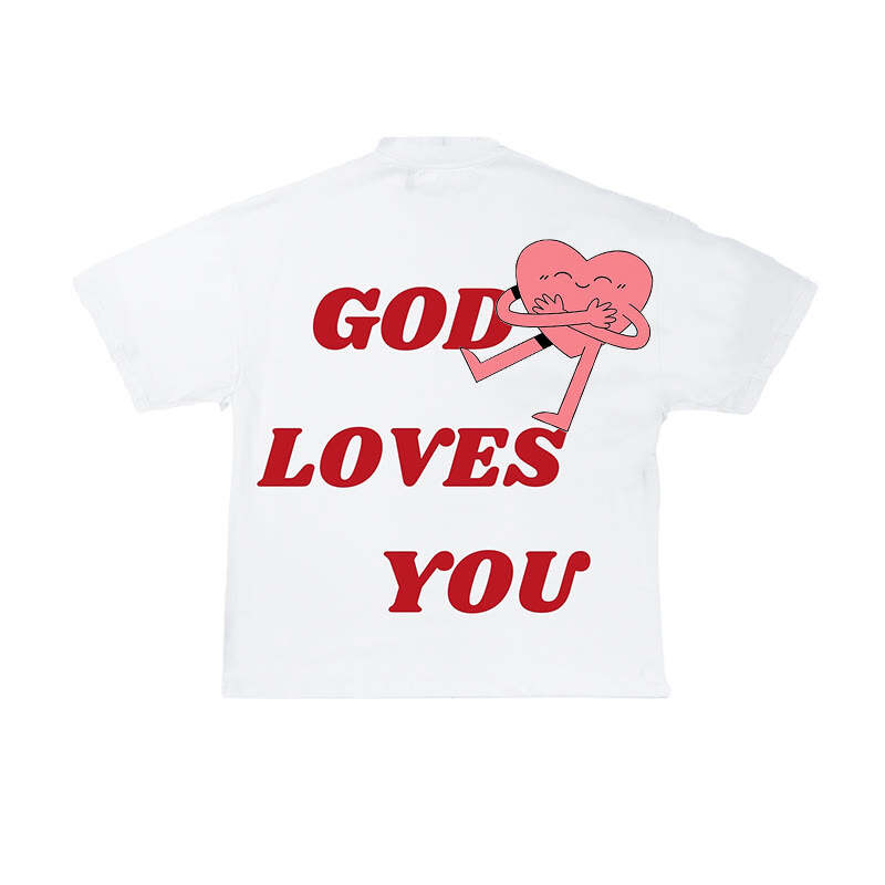 God Loves You Print Short Sleeve T-shirt