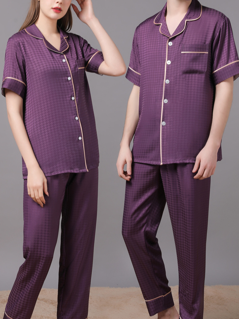 Regular Sleeve Others Casual Plain Regular Fit Matching Couple Pajama Set