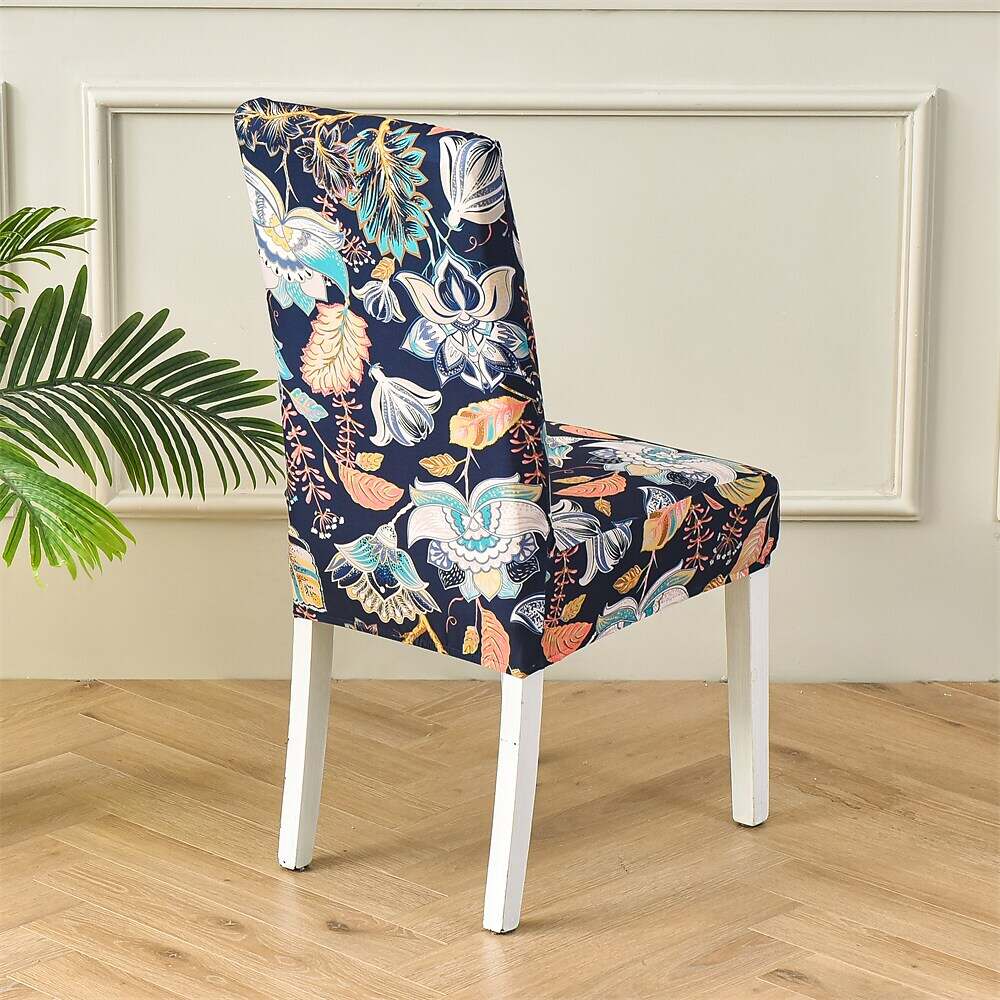 Stretch Spandex Dining Chair Cover Plants/Flower Pattern