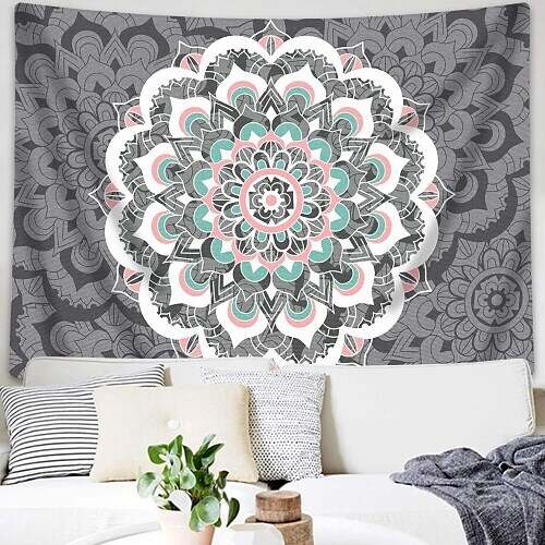 Mandala Bohemian Wall Tapestry Boho Hippie Psychedelic Floral Flower Lotus Indian