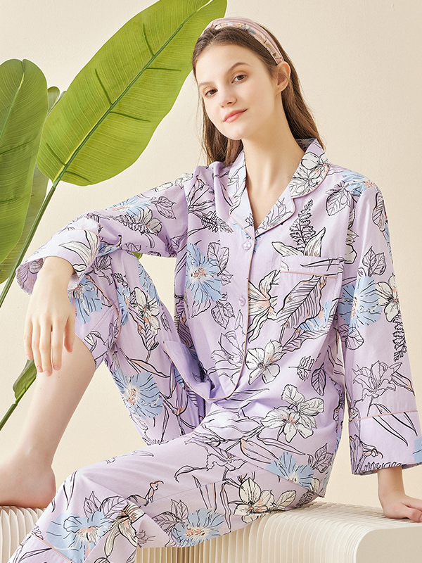 Modal Simple Regular Long Sleeve Pajama Set