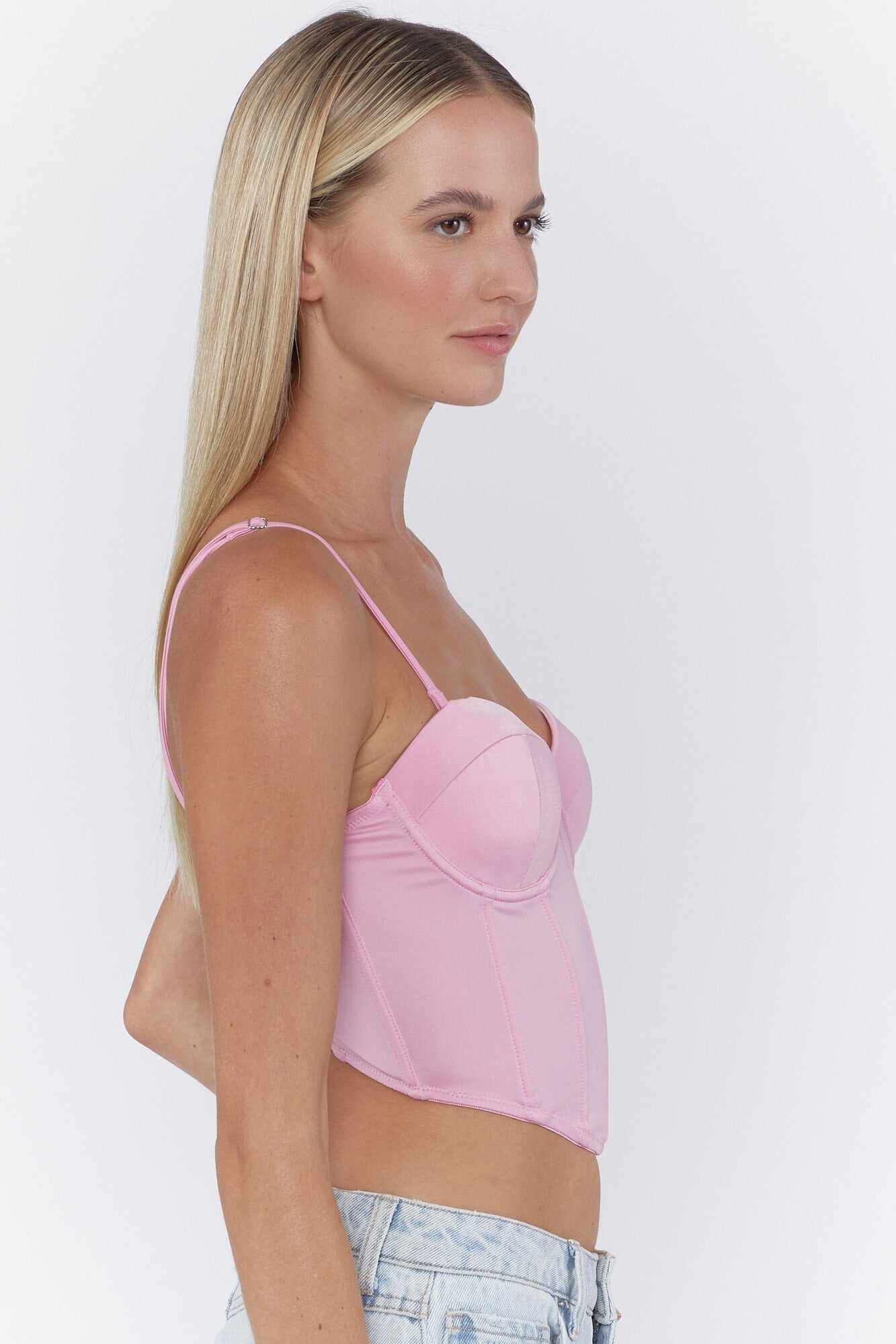 Women Apparel | Satin Cropped Bustier Tank Light Pink Forever21 - GF67971