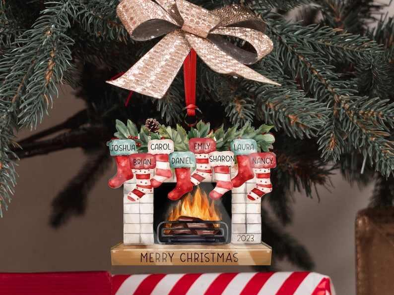 Personalized Family Christmas Decoration, Christmas Stocking Ornament, Stockings on Fireplace, Christmas Gift, Christmas Tree Ornament