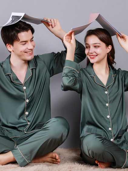 Regular Sleeve Others Simple Regular Fit Plain Matching Couple Pajama Set