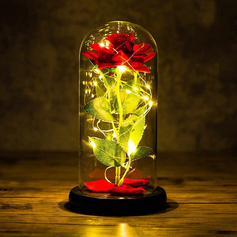 LED Rose in Glas