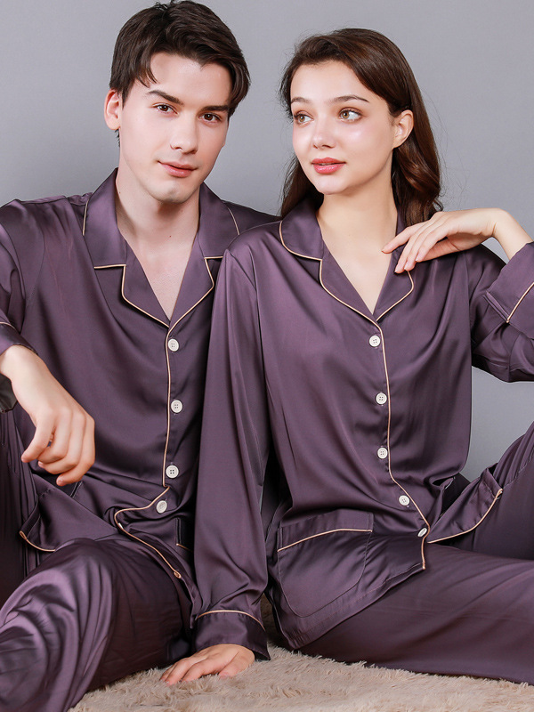 Regular Sleeve Others Simple Regular Fit Plain Matching Couple Pajama Set