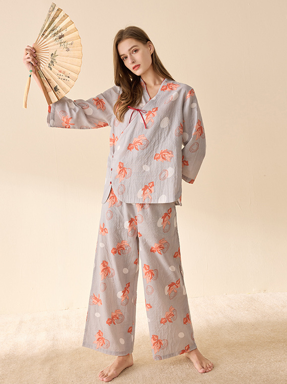 Floral V Neck Loose Casual Pajama Set