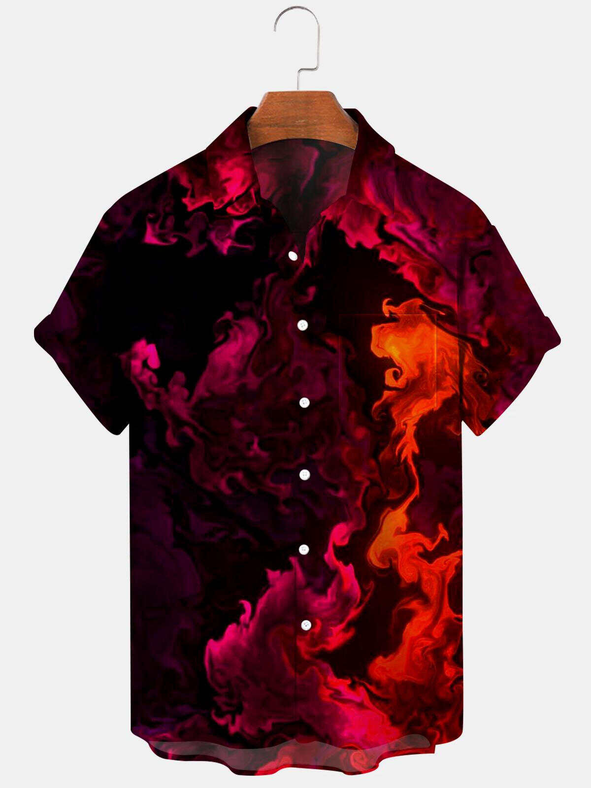 Abstract Print Men's Shirts With Pocket