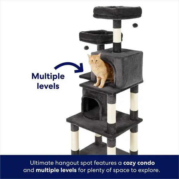 Frisco 61-in Faux Fur Cat Tree & Condo