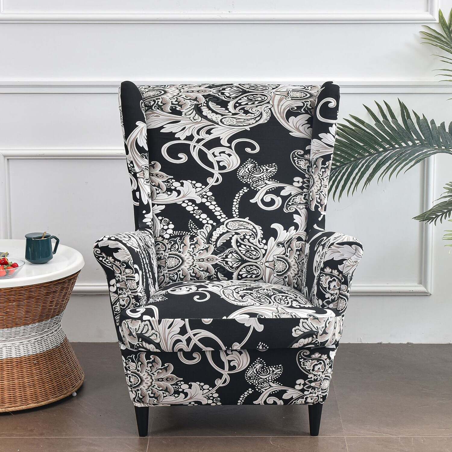 Wing Chair Slipcovers with Seat Cushion Cover