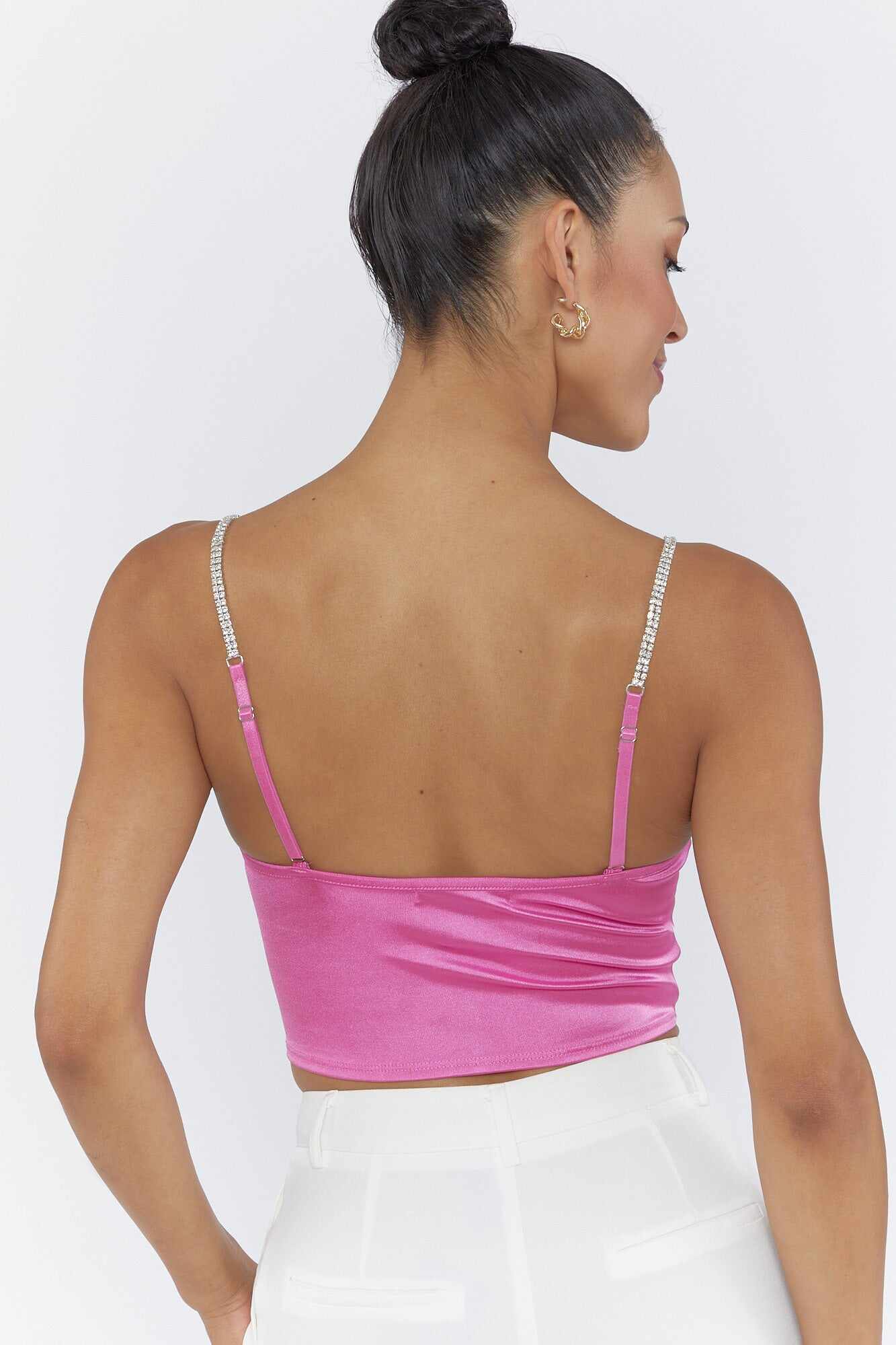 Women Apparel | Rhinestone Corset Tank Top Fuchsia Forever21 - JC98842