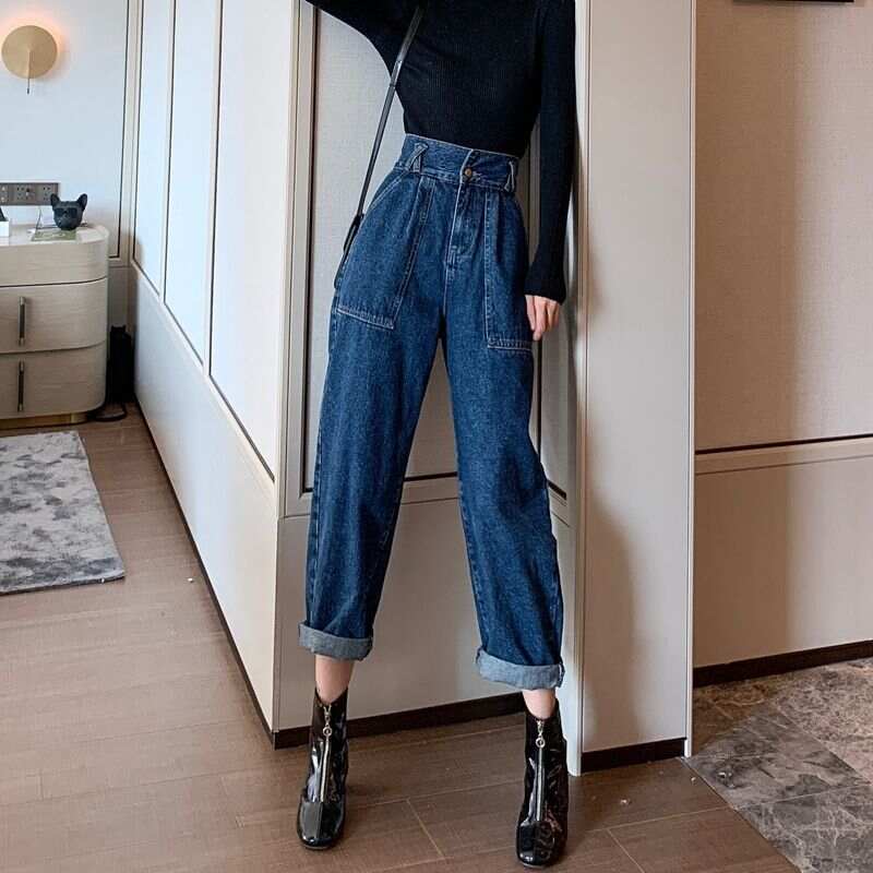 Denim Straight Wide Leg Pants Women