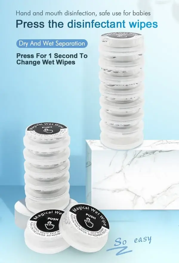 Pressed Portable Wet And Dry Wipes