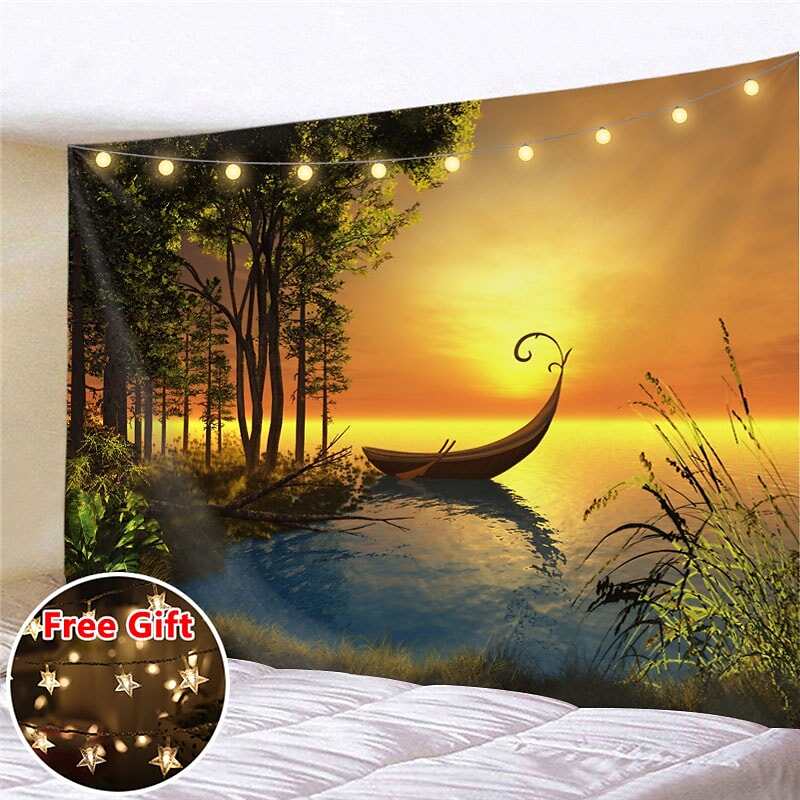 Landscape LED Lights Wall Tapestry Art Decor Fairytale Print