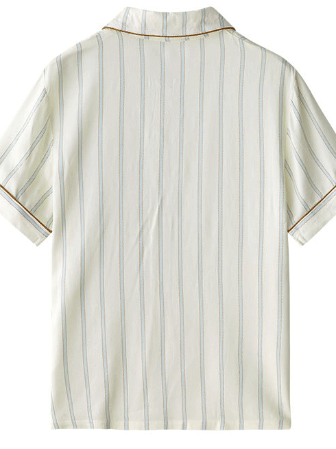 Rayon satin Regular Short/Long Sleeve Regular Fit Simple Striped Satin Pajama Set