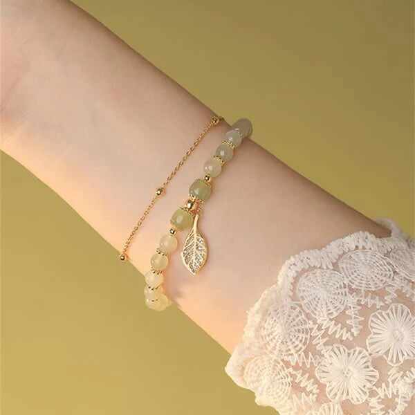 Last Day BUY 1 GET 1 FREE --Lucky Wada Jade gold leaf bracelet