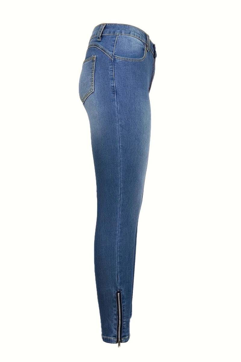 Blue Casual Solid Patchwork High Waist Skinny Denim Jeans