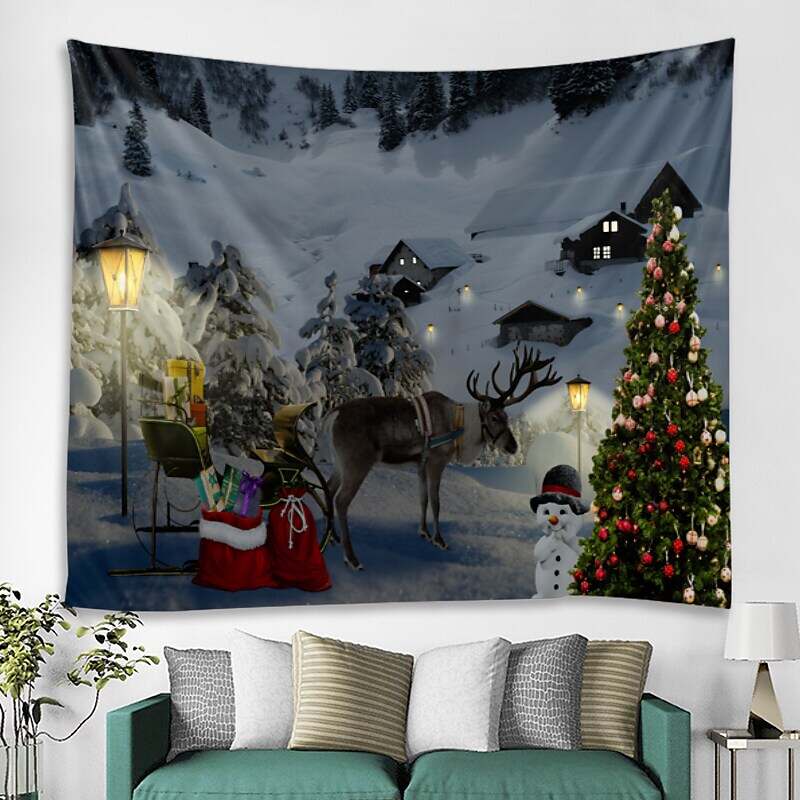 Christmas Elk Christmas Tree Tapestry Art Decor Home Bedroom Living Room