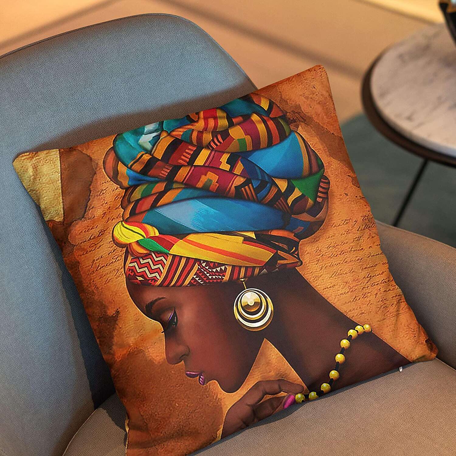 African Women Double Side Pillow Cover 4PC Soft