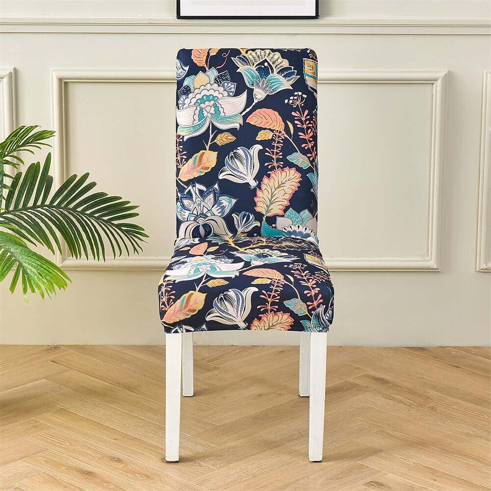 Stretch Spandex Dining Chair Cover Plants/Flower Pattern