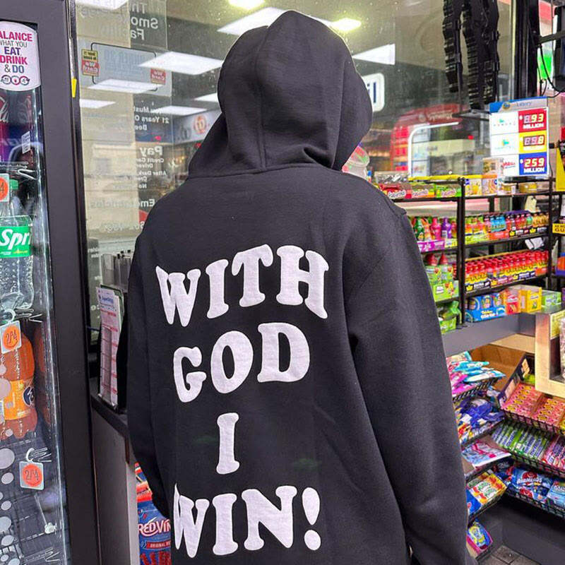 With God I Win Exodus 14:14 Print Hoodie