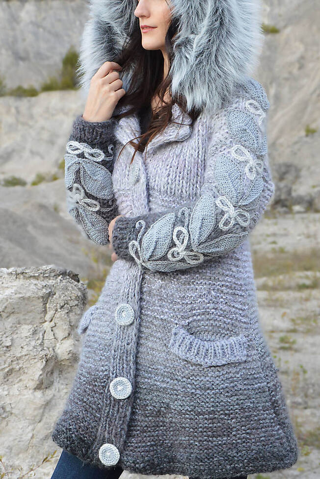 Women Casual Plus Size Long Sleeve Outwear - Silver Fox