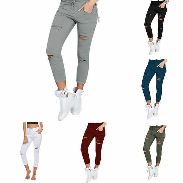 Skinny pant High Waist Casual Stretch Ripped Jean