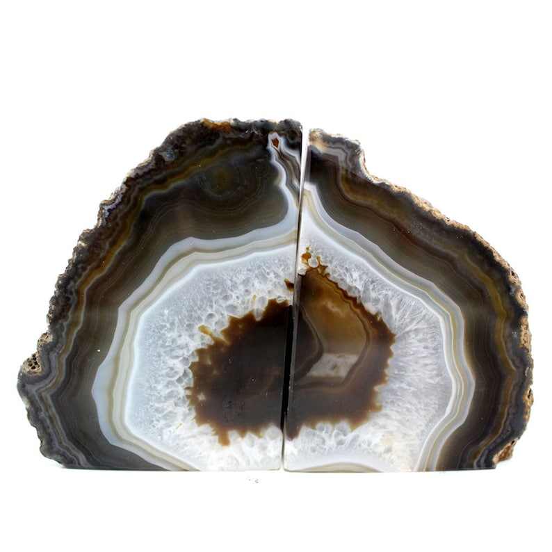 Geode Book end Natural Agate Bookend Pair - 1 to 3 lb - Geode Bookend - Home Decor - Crystal and Stones BKE