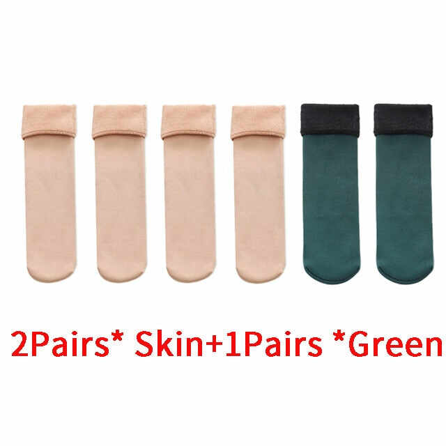 Buy 1 (2 pairs), Get 1pair  Velvet Women Winter Warm Thicken Thermal Socks (2pairs)