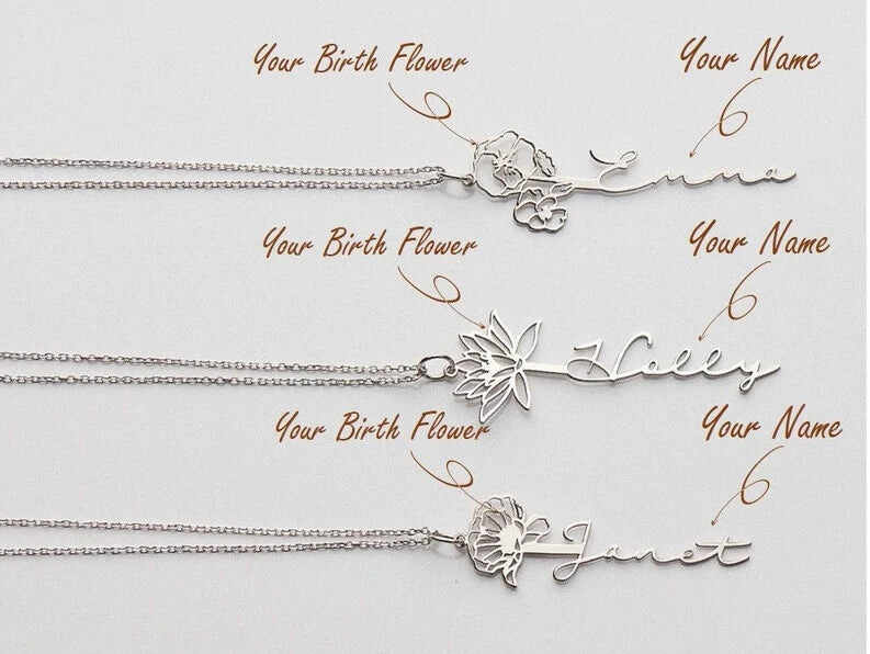 PREORDER: Custom Birth Flower Necklace in Three Colors