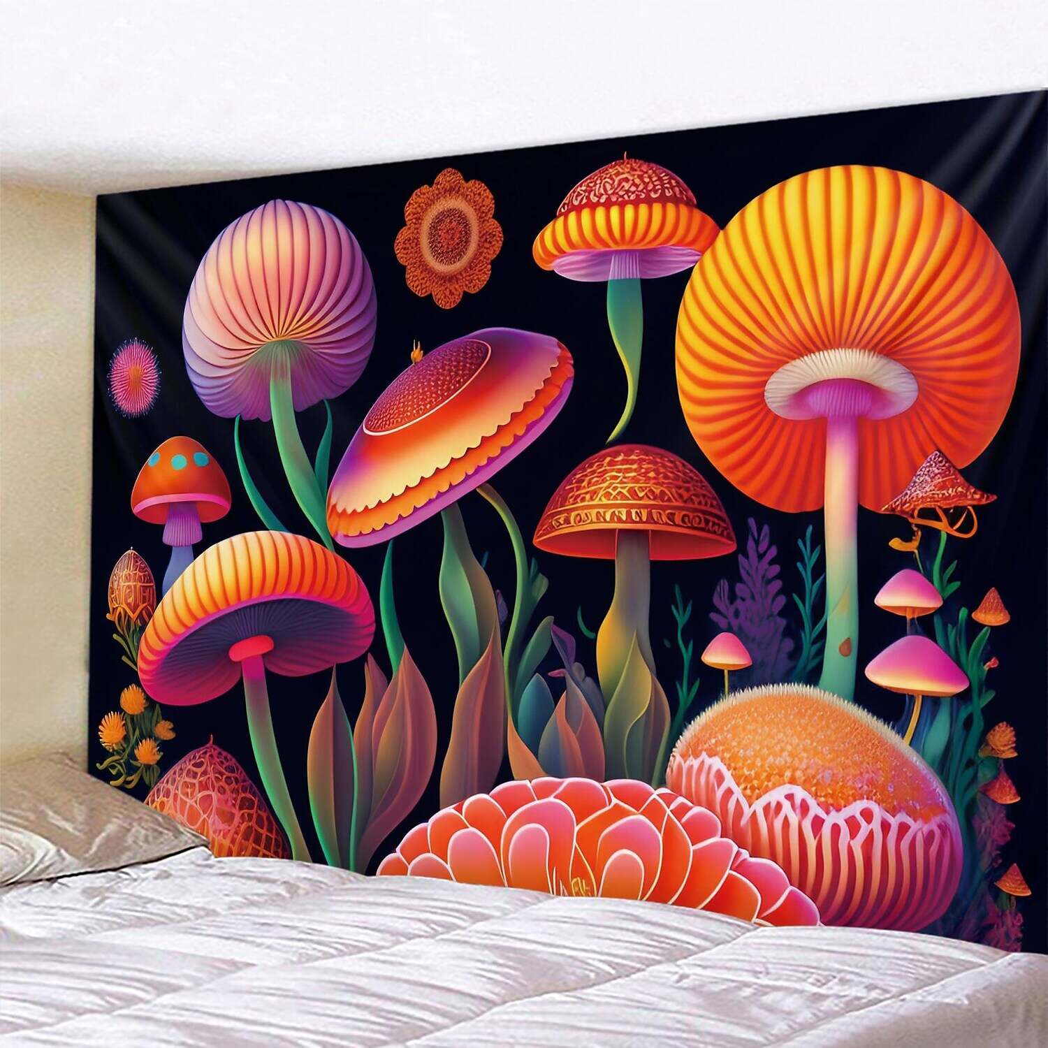 Trippy Mushroom Wall Tapestry Art Decor