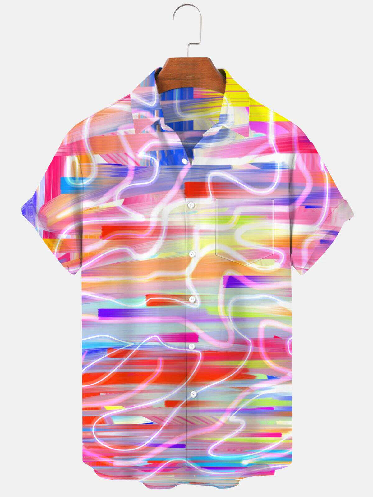 Abstract Men's Shirts With Pocket