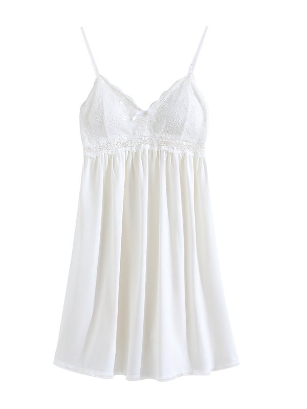 Simple Lace Loose Cotton Gallus Nightdress