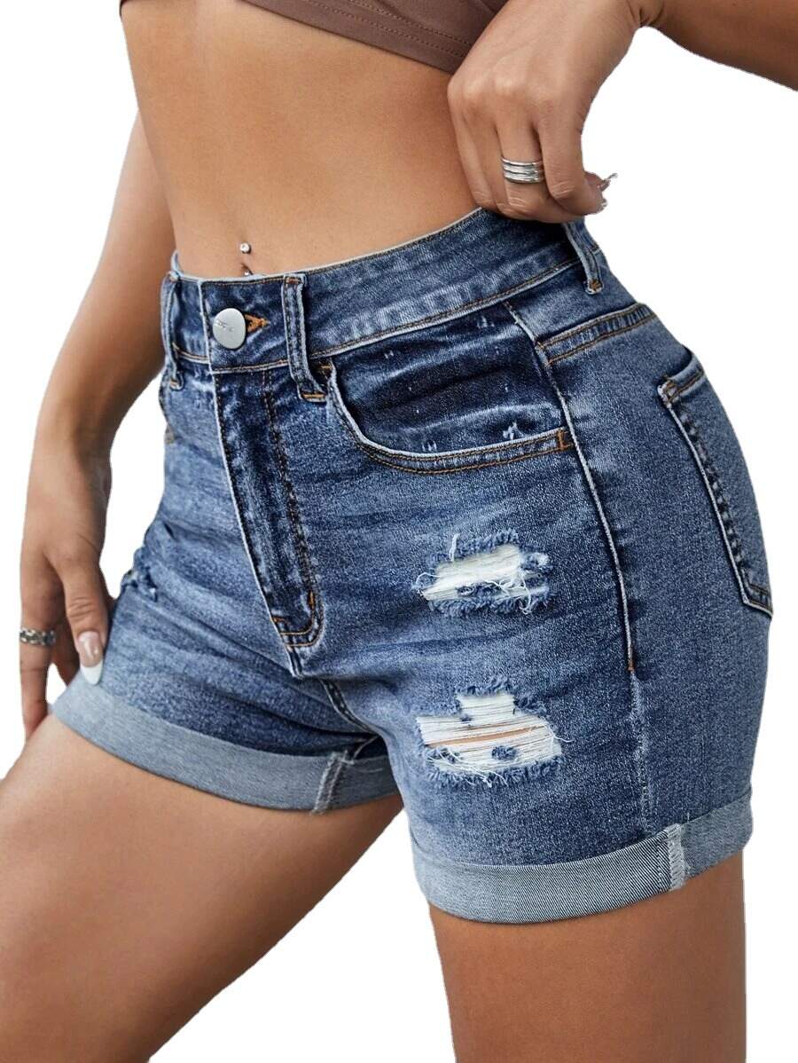 stretch denim shorts