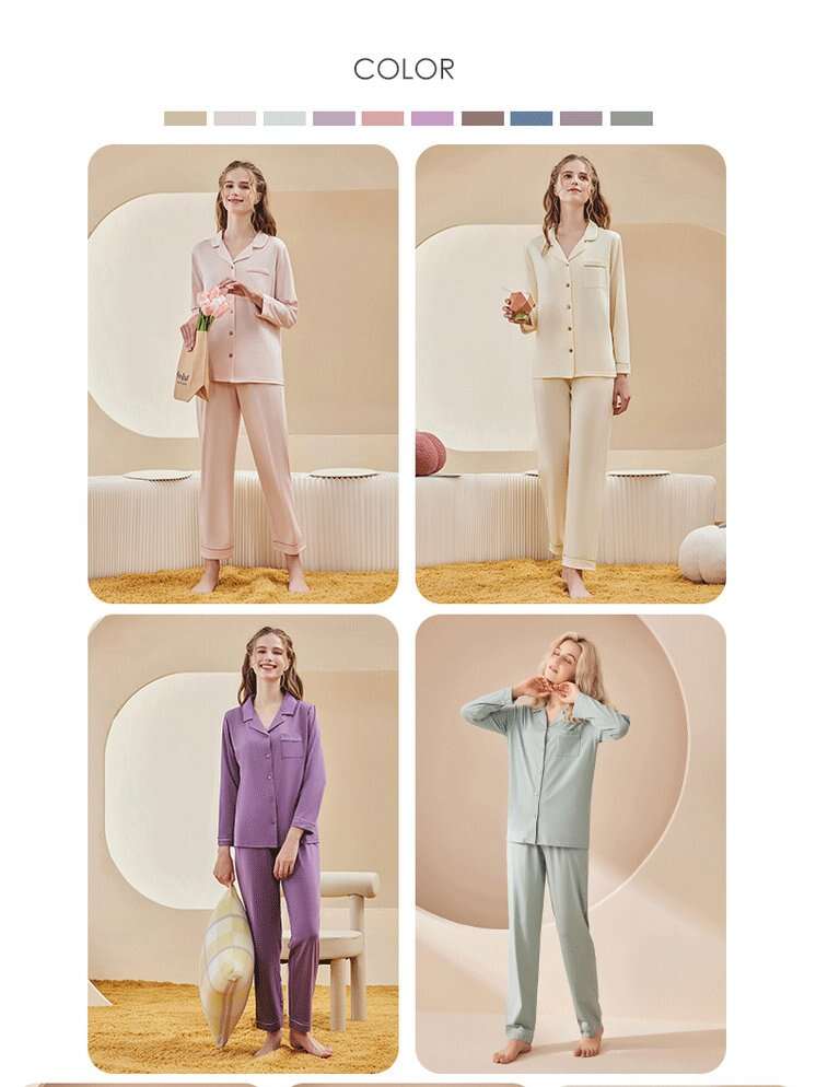 Regular Sleeve Casual Plain Loose Modal Pajama Set