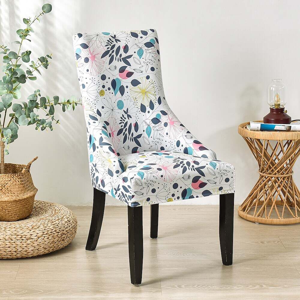 Stretch Wingback Chair Cover Boho/Flower Pattern