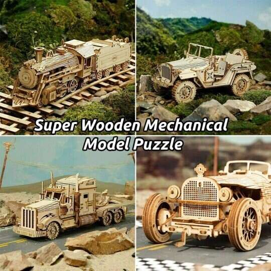 Hot Sale 48% OFF - Super Wooden Mechanical Model Puzzle Set(Buy 2 Free Shipping)