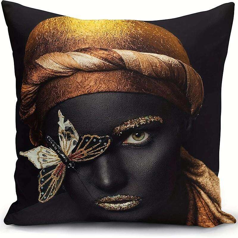 Black Women Double Side Pillow Cover 4PC