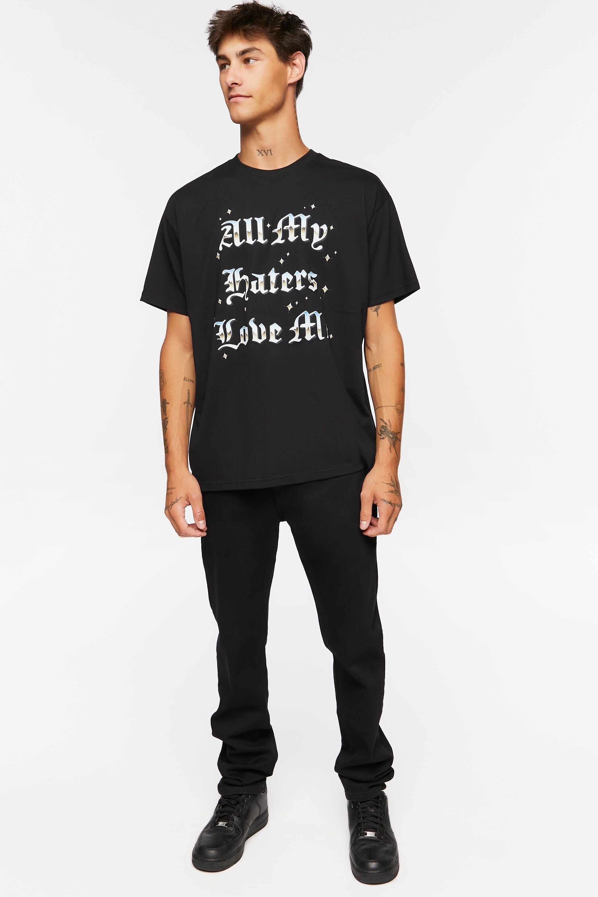 Men Apparel | All My Haters Love Me Graphic Tee Black Forever21 - ZE78713