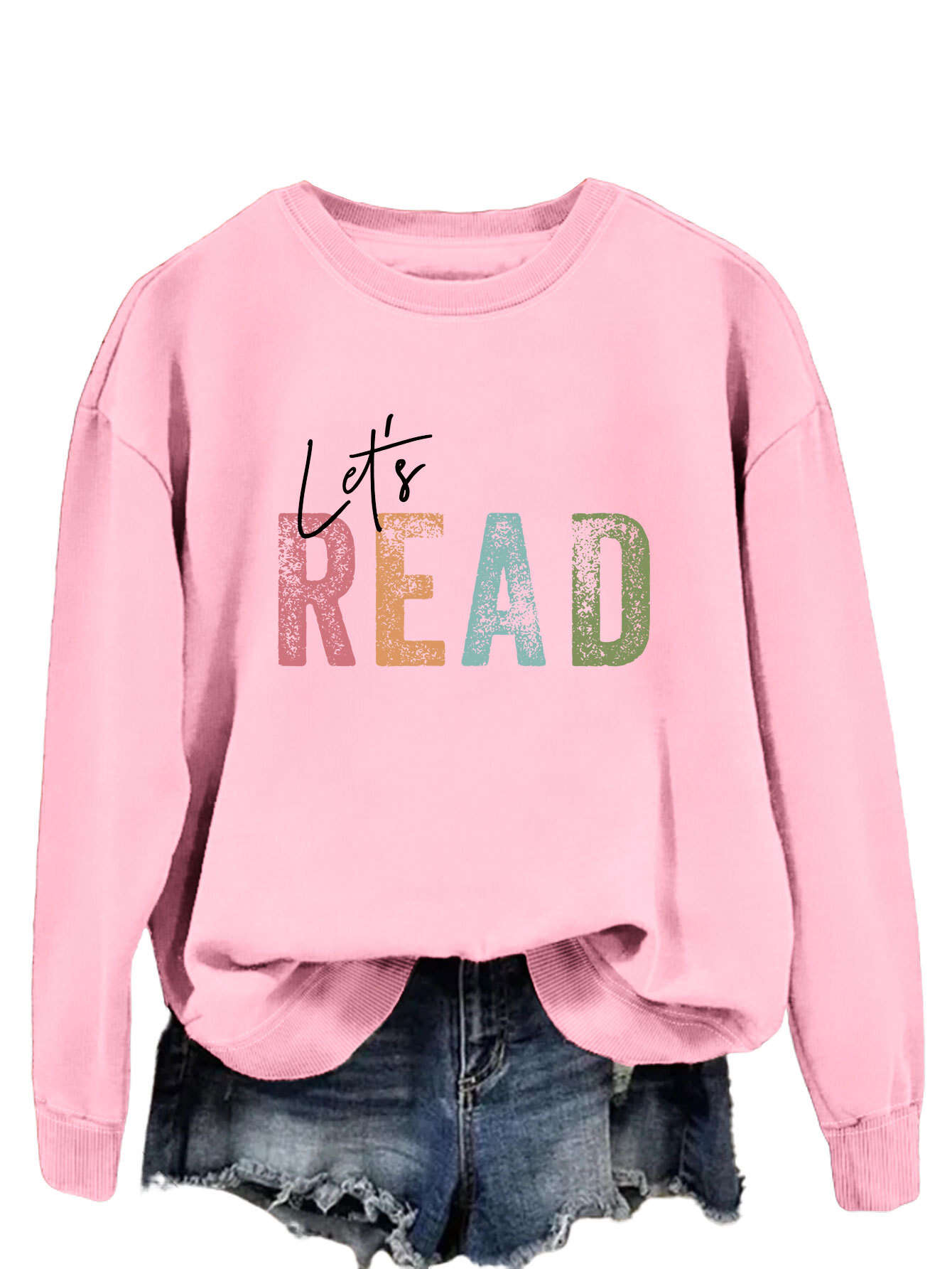 Letter Fashion Women's Sweater Printed Round Neck Long Sleeve- Buy 3 and get free shipping