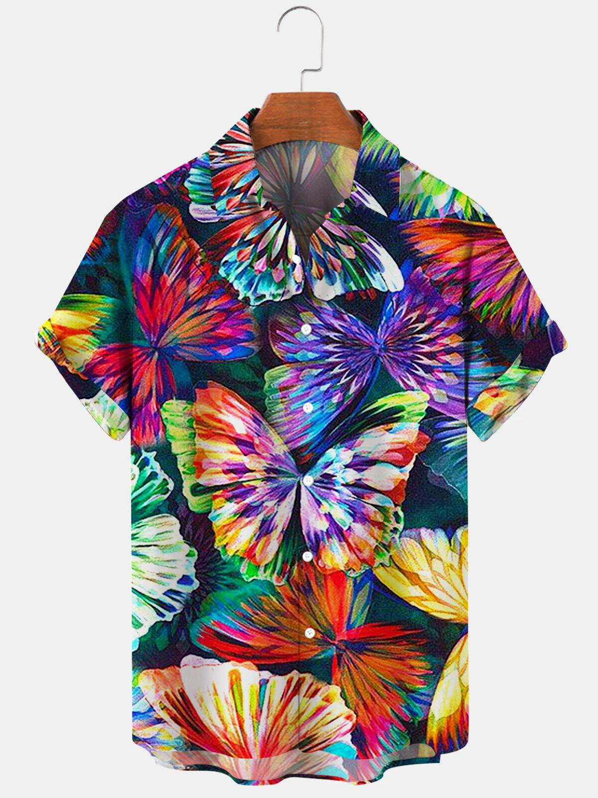 Colorful Butterfly Print Men's Shirts