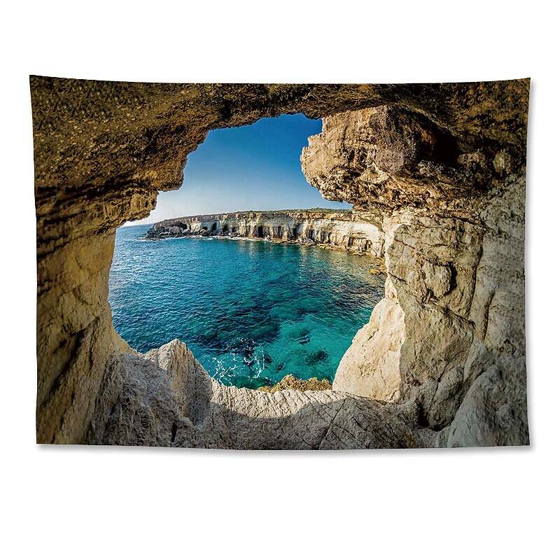 Wall Tapestry Art Deco Landscape Mountain Water Lake Sea Cave