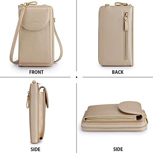 S-ZONE PU Leather RFID Blocking Crossbody Cell Phone Bag for Women Wallet Purse