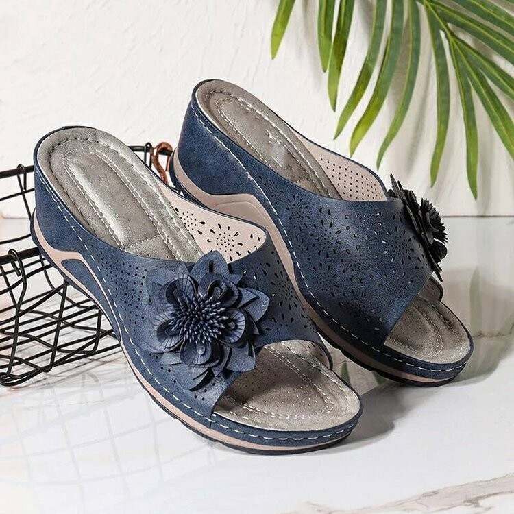 Women's Flower Wedge Slippers