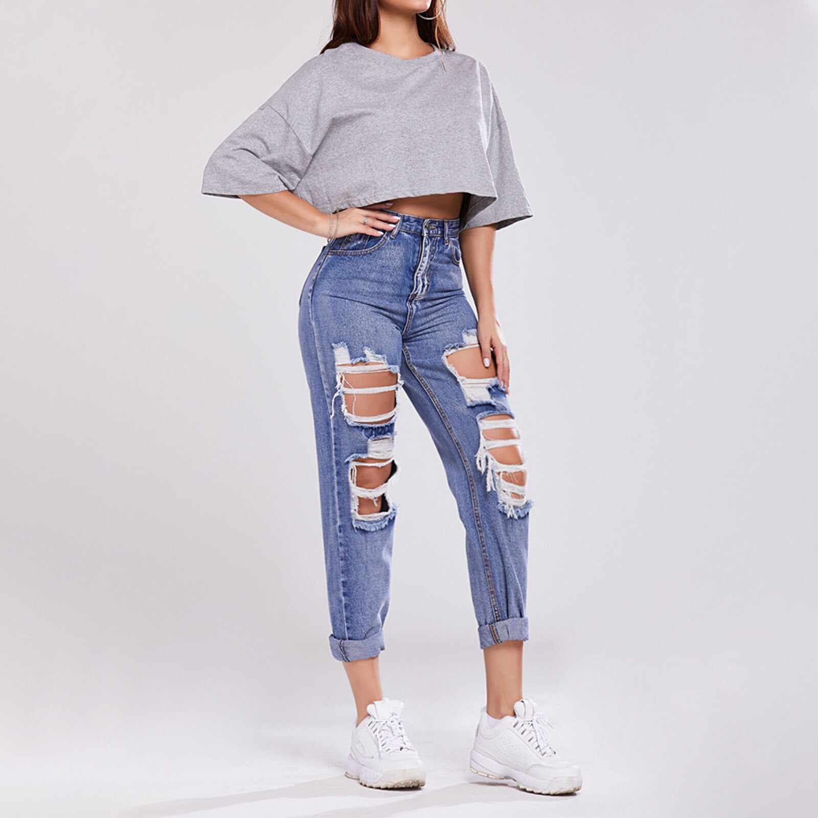 Casual Straight-leg Denim Trousers