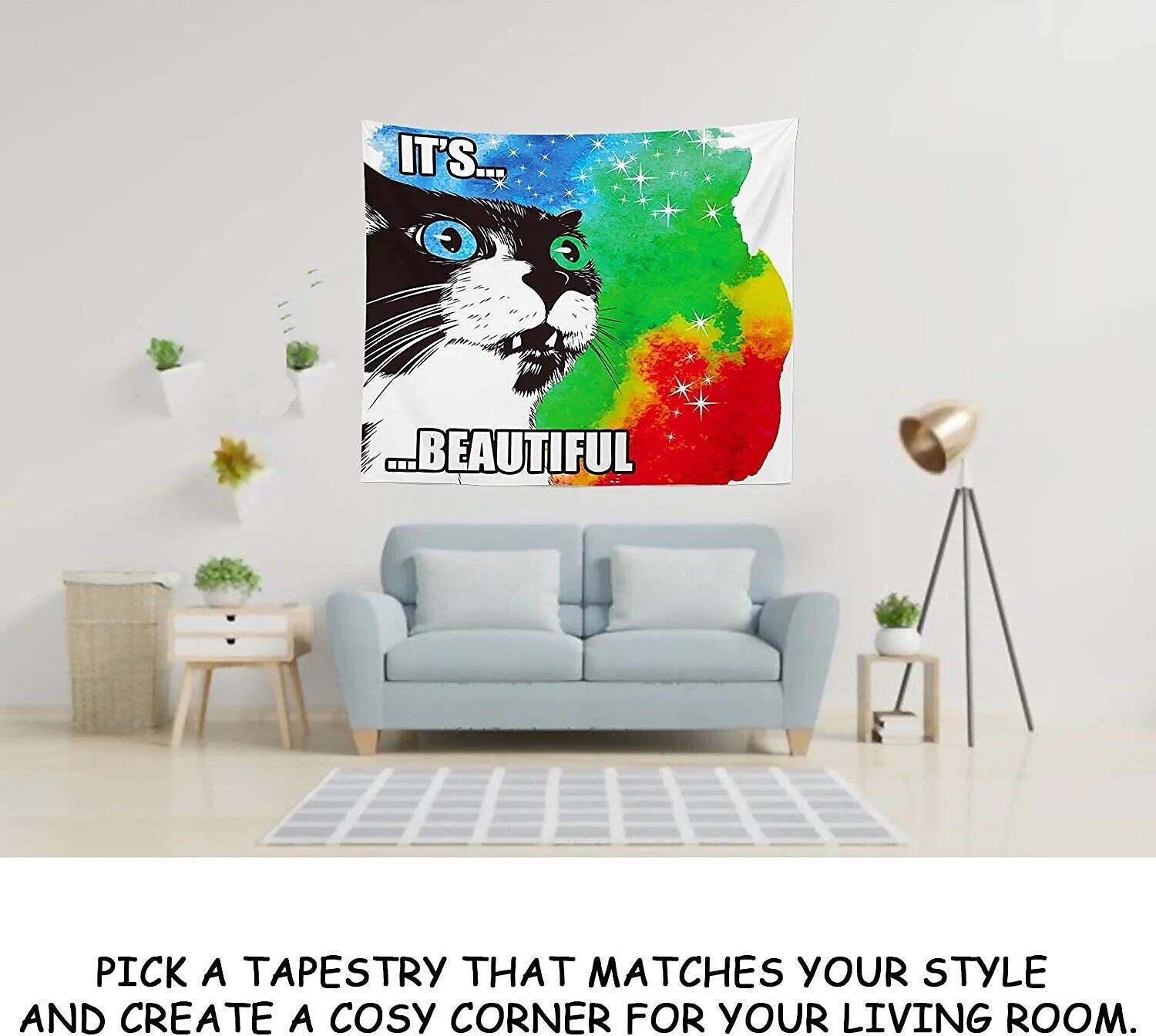 Funny Wall Tapestry Art Decor Wall Hanging Cat Backdrop