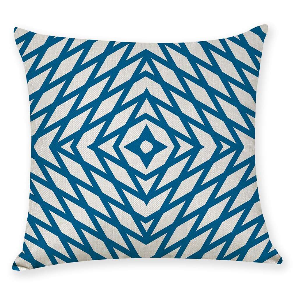 Blue Set of 9 Pillow Cover, Geometric Pattern Geometic Leisure Modern Faux Linen Throw Pillow Outdoor Cushion for Sofa Couch Bed Chair Blue